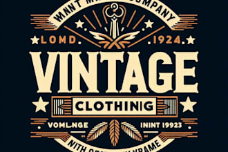 do wonderful vintage clothing brand logo design with unlimited review