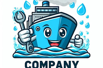do make water ship mascot logo design with business