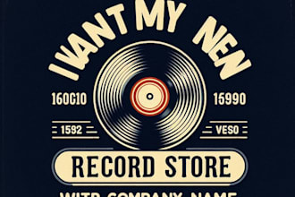do make vintage record store logo design with unlimited review