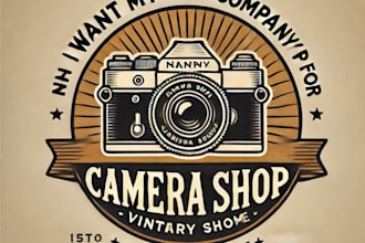 do make vintage camera shop logo design with unlimited review