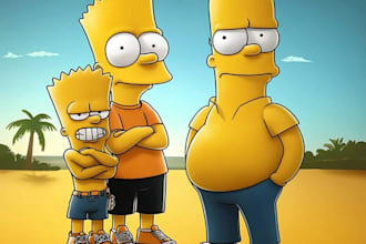 draw couple or family yellow cartoon characters for valentine