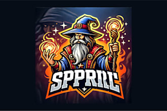 do amazing wizard spell mascot logo with free source file