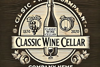do create classic wine cellar vintage logo design with unlimited review