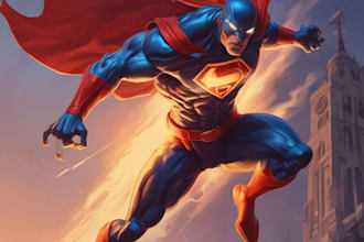 design comic book illustration or anima manga art superhero