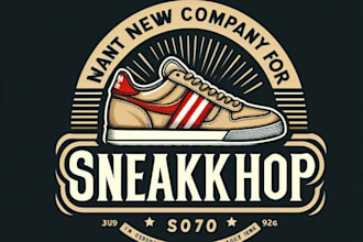 do create sneaker shop vintage logo design with business