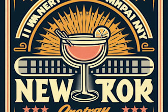do cocktail bar vintage logo design with company