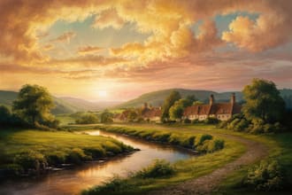make a digital oil painting of any landscape