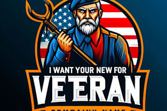 do wonderful veteran mascot logo design with 1 day delivery