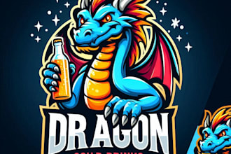 do make cold drinks water dragon mascot logo design with unlimited review