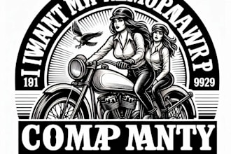 do make girls driving motorcycle brand vintage logo design with company