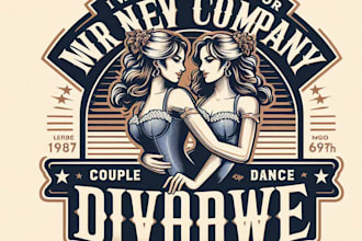 do make girls couple dance vintage logo design with unlimited review