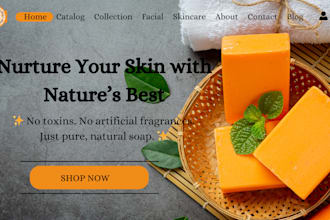 design natural soap shopify store organic soap home made soap skincare website