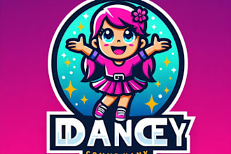do girls dance mascot logo design with unlimited review