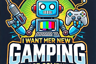 do crate gaming robot computer mascot logo design with business
