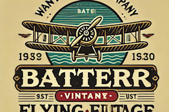 do crate batter flying vintage logo design with express delivery