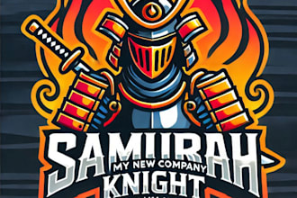 crate samurai knight mascot logo design with express delivery
