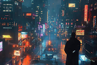 draw a cyberpunk futuristic city art