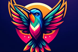 do make hummingbird mascot logo design with express delivery