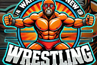 do modern style wrestling mascot logo design with 1 day delivery