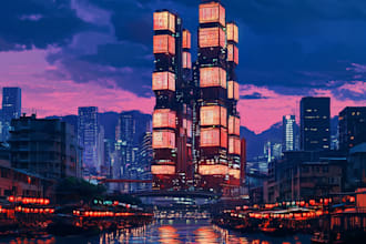 do cyberpunk futuristic city art