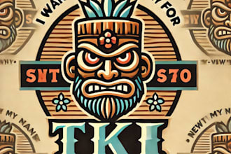 create tiki vintage logo design with unlimited review