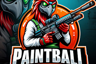 do wonderful paintball mascot logo design with 1 day delivery