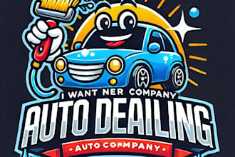 do awesome auto detailing car mascot logo design with just 1 day delivery