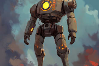 custom futuristic mecha robot character illustration art