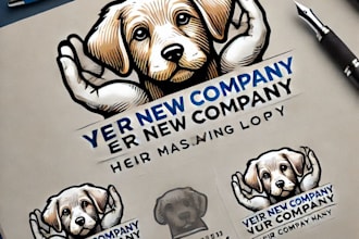 do awesome dog hand drawing mascot logo design with express delivery