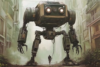 create a sci fi robot and mecha concept art