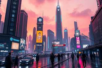 draw cyberpunk futuristic city art