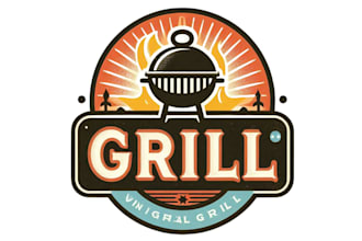 do restaurant bbq grill cafe pizza food logo design