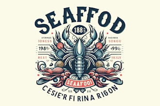 create high quality and beautiful seafood logo