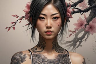 create japanese or oriental tattoo design for you