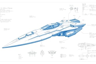 design a spaceship, sci fi illustration and sci fi art