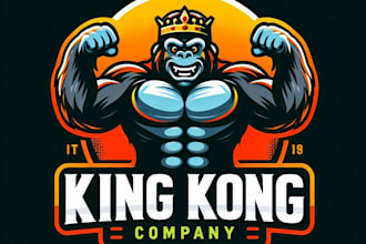do awesome kin kong mascot logo design with express delivery