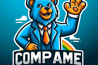 make stunning animated bear mascot logo with unique style