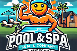 do wonderful pool and spa mascot logo design with unlimited review