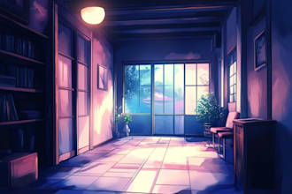 draw anime style background art illustration for vtuber