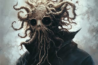 draw fantasy or dark creepy horror art illustration