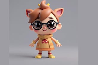 design cute 3d model character, 3d game, toys and rendering with cartoon style