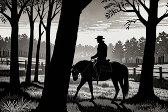 create a black and white illustration in linocut