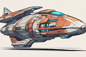 design spaceship, sci fi illustration