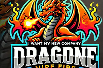 do awesome dragon fire mascot logo design with business