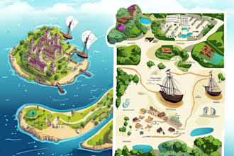 make fantasy cartography map vector map 2d isometric illustration map design