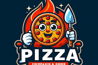 do custom pizza mascot logo design with unlimited review
