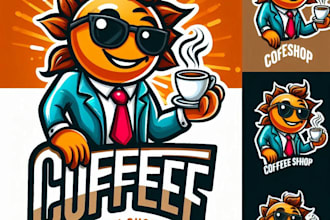do make coffee shop mascot logo design with business