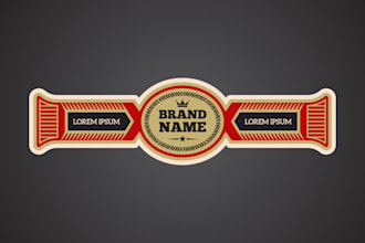 design cigar band, labels, box, and logo