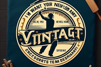 do awesome style vintage cricket sports team logo design with unlimited review