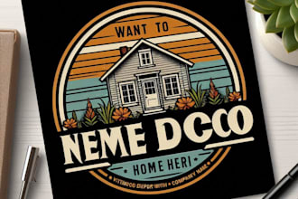 do awesome retro home vintage logo design with your choice